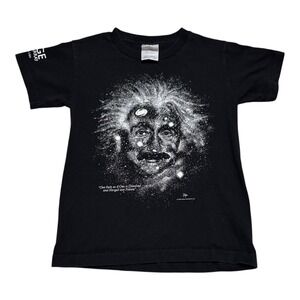 The Cotton Exchange Albert Einsterin Galaxy Portrait Black Shirt Youth Medium
